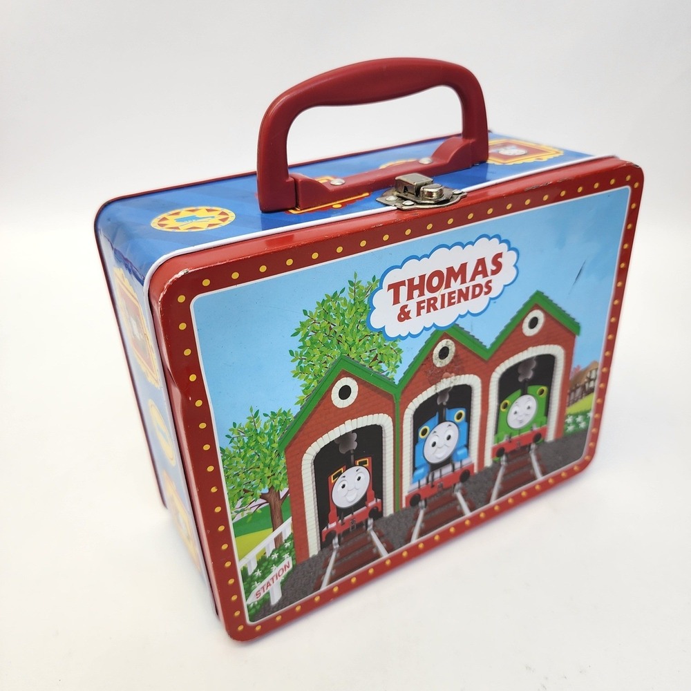 VINTAGE Thomas and Friends Tin Lunch Box Schylling 2002 Metal Toy Storage Case